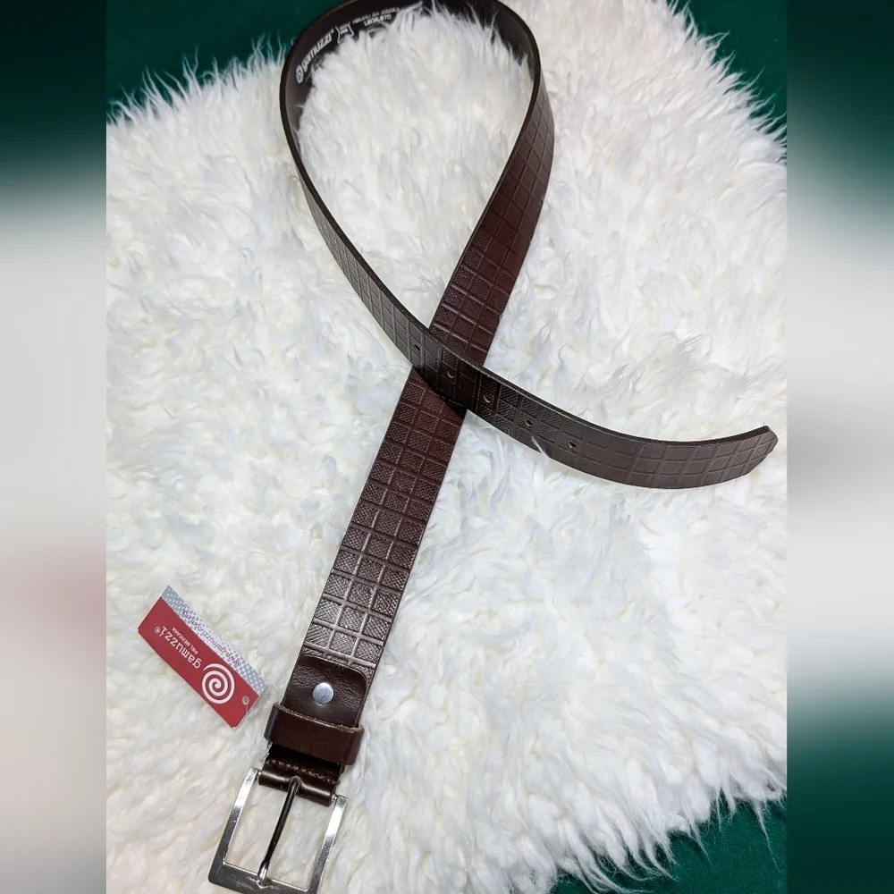 Brown Textured Leather Belt